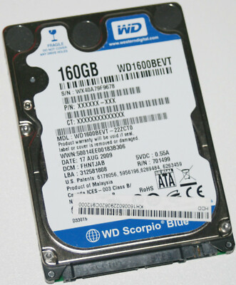 Western Digital WD1600BEVT-22ZCT0 SATA  2,5'' 160GB, PCB 2060-701499-005 REVA