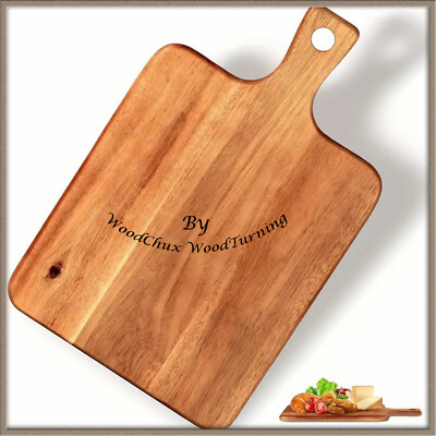 Acacia Wood Cutting Board With Handle 5.79  x 11  Charcuterie Custom Engraving