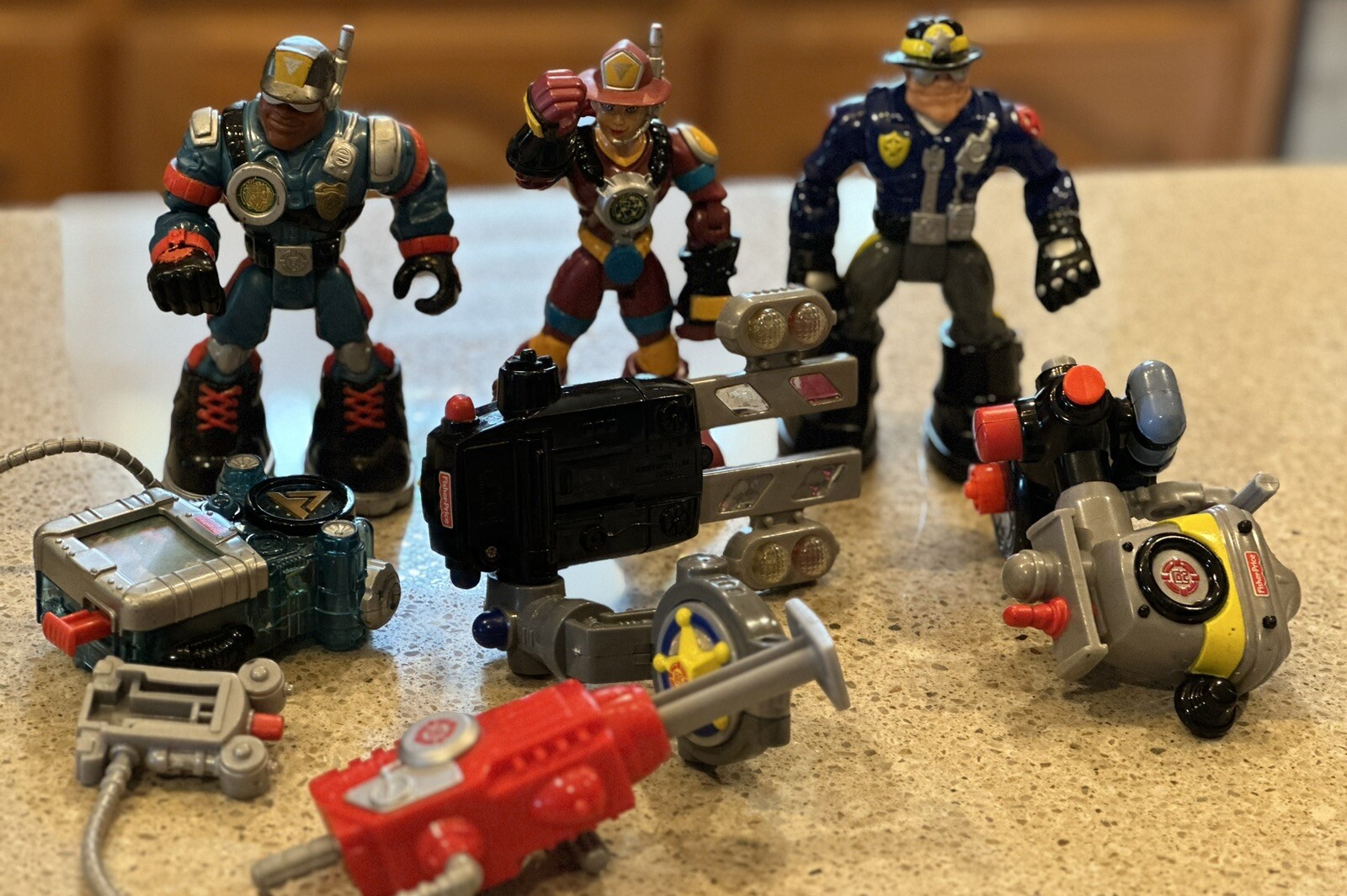 1999 /2001 Mattel Rescue Heroes 3 Action Figures and Accessories Lot Bundle