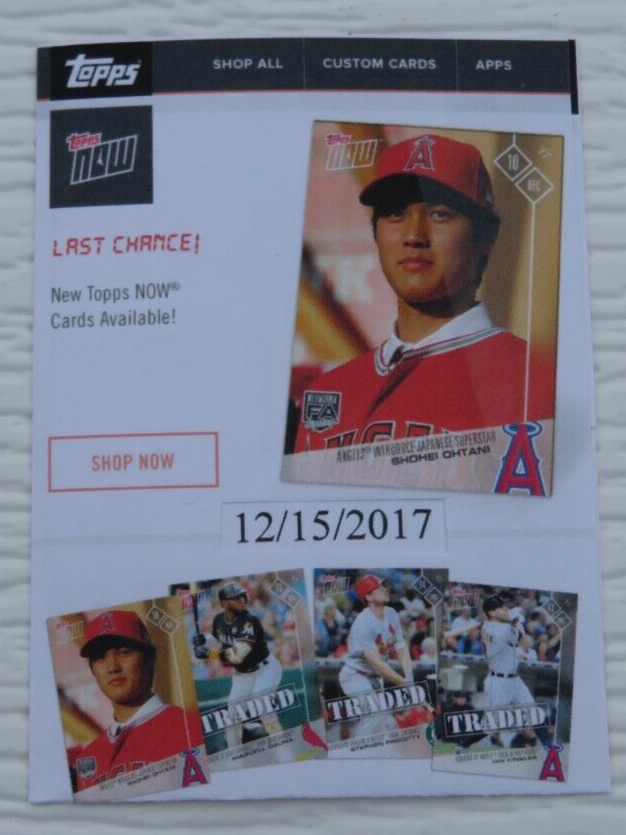 SHOHEI OHTANI 2017 Topps NOW Free Agent OS80 Angels Introduce