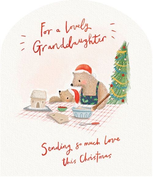 Granddaughter Christmas Card – Bears Gingerbread House Traditional Xmas Card