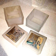 ROMA SPARITA   ARGENTO 925 LASTRE ESEGUITE A MANO VETRO OPALINE