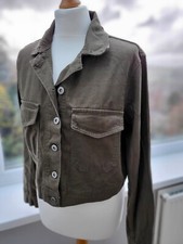 Bnwt Golddigga Button Up Green Denim Bomber Jacket