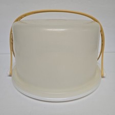 Vintage Tupperware Cake Taker Pie Carrier with handle 683-2  684-2 Gold harvest