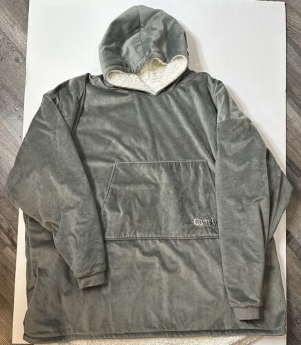 The Comfy Unisex Original Wearable Blanket Sweatshirt Hoodie Gray Sherpa - Picture 2 of 4