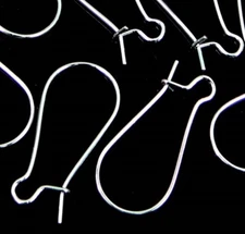 50 Silver Plated Kidney Interchangeable Ear Wire Earrings Hooks 25x12mm