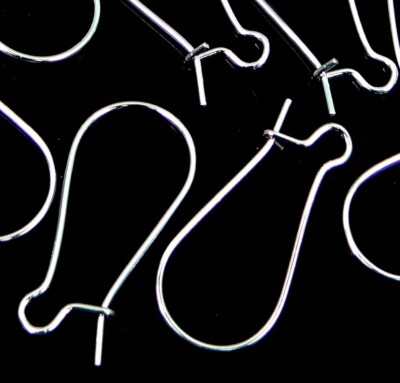 50 Pcs Silver Plated Kidney Earring Hooks - Interchangeable Ear Wires (25x12mm)