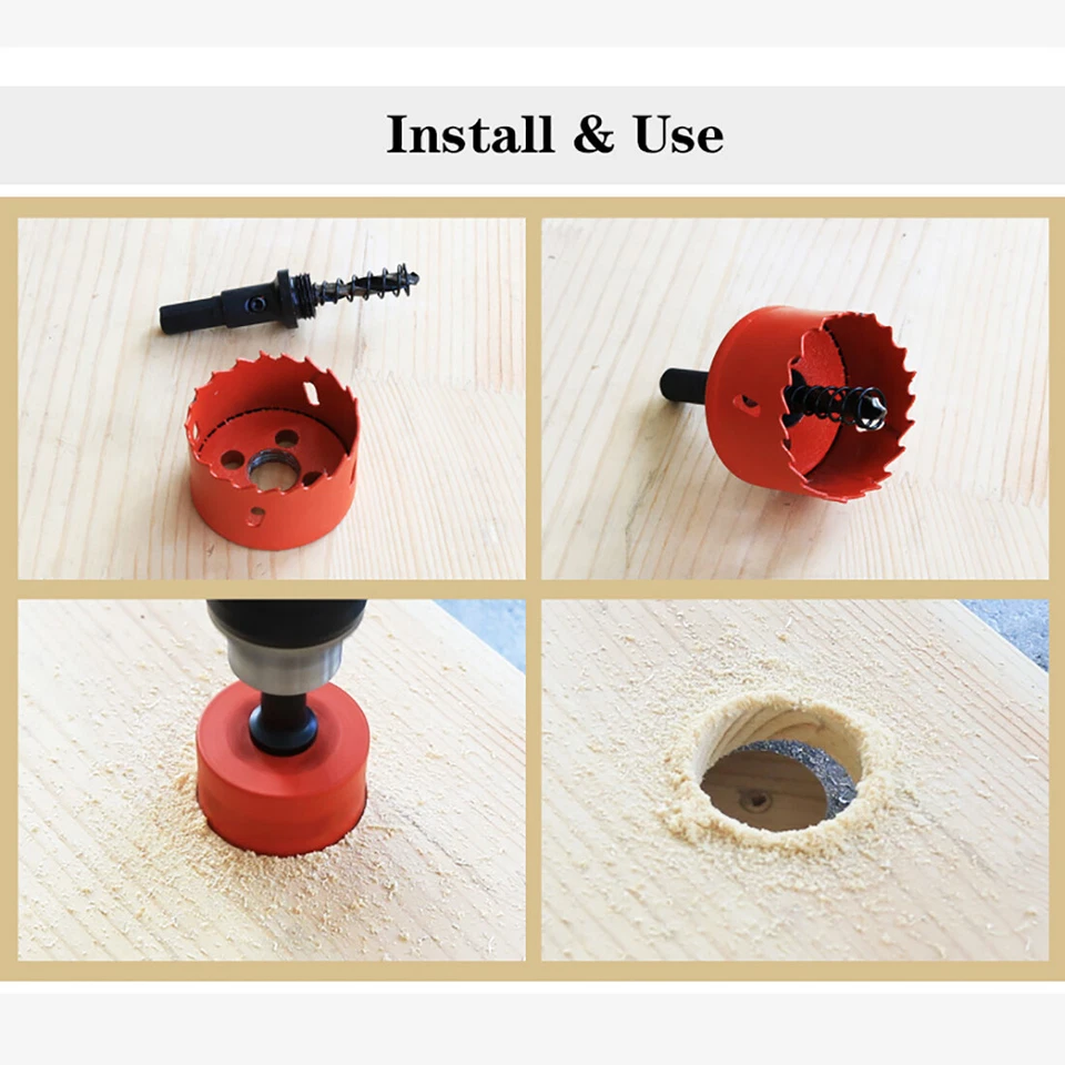 15mm-300mm Rot Lochsäge Bohrkrone M42 HSS Bi-Metall Bohrer Aluminium Eisen Holz - Bild 3 von 4