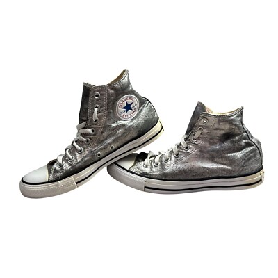 Converse Hi Top Sneakers size 10 Women Men Metallic Silver Chuck Taylor  Shoes