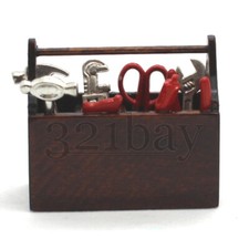 Zerodis Puppenhaus Miniatur Werkzeugkasten 1:12 – Holzbox Mit Metallwerkzeugen, Deko Für Puppenhäuser