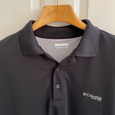 Columbia PFG Polo Shirt Men Extra Large XL Black Omni Shade Short