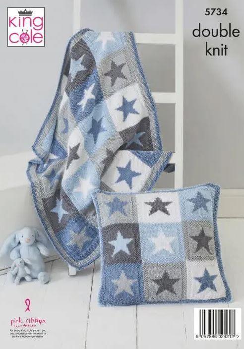 King Cole DK Knitting Pattern Blankets and Cushion Covers 5734