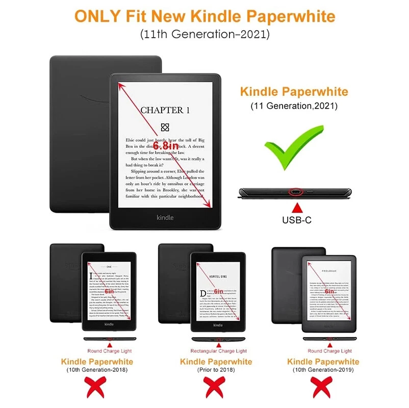 Leather Smart Flip Case For 6.8" Kindle Paperwhite 5 11th Gen 2021 Handle Cover - Image 4 of 4