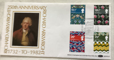 GB QEII 1982 William Morris Textiles Benham FDC Sir Richard Arkwright SHS