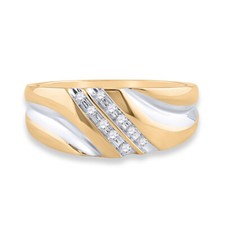 10kt Yellow Gold Mens Round Diamond 2-tone Wedding Anniversary Band Ring 1/