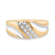 10kt Yellow Gold Mens Round Diamond 2-tone Wedding Anniversary Band Ring 1/