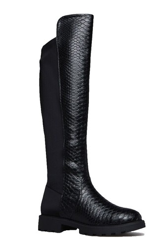 DEMONIA RIOT-18BK Mens Black Leather Punk Combat Steel Toe  display picture 1