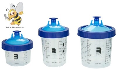 Mipa MP Paint Cup System 200ml PCS Lackierbecher Kit 125µ 50 Stück Becher #258
