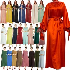 Abaya Muslim Women Maxi Dress Dubai Kaftan Ramadan Islamic Caftan Robe Gown Arab