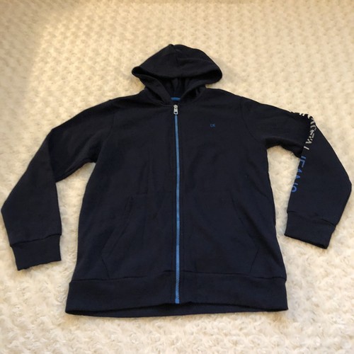 Calvin Klein Hoodie Sweatshirt Jacket Zipper Youth Size Large 14 16 Blue 