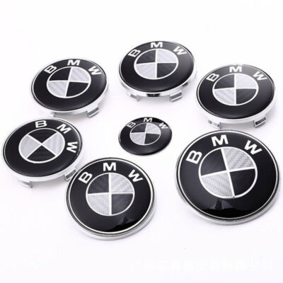 7X HubCaps Steering Wheel Emblem Badge Set 82mm 74mm 68mm 45mm For B-M-W