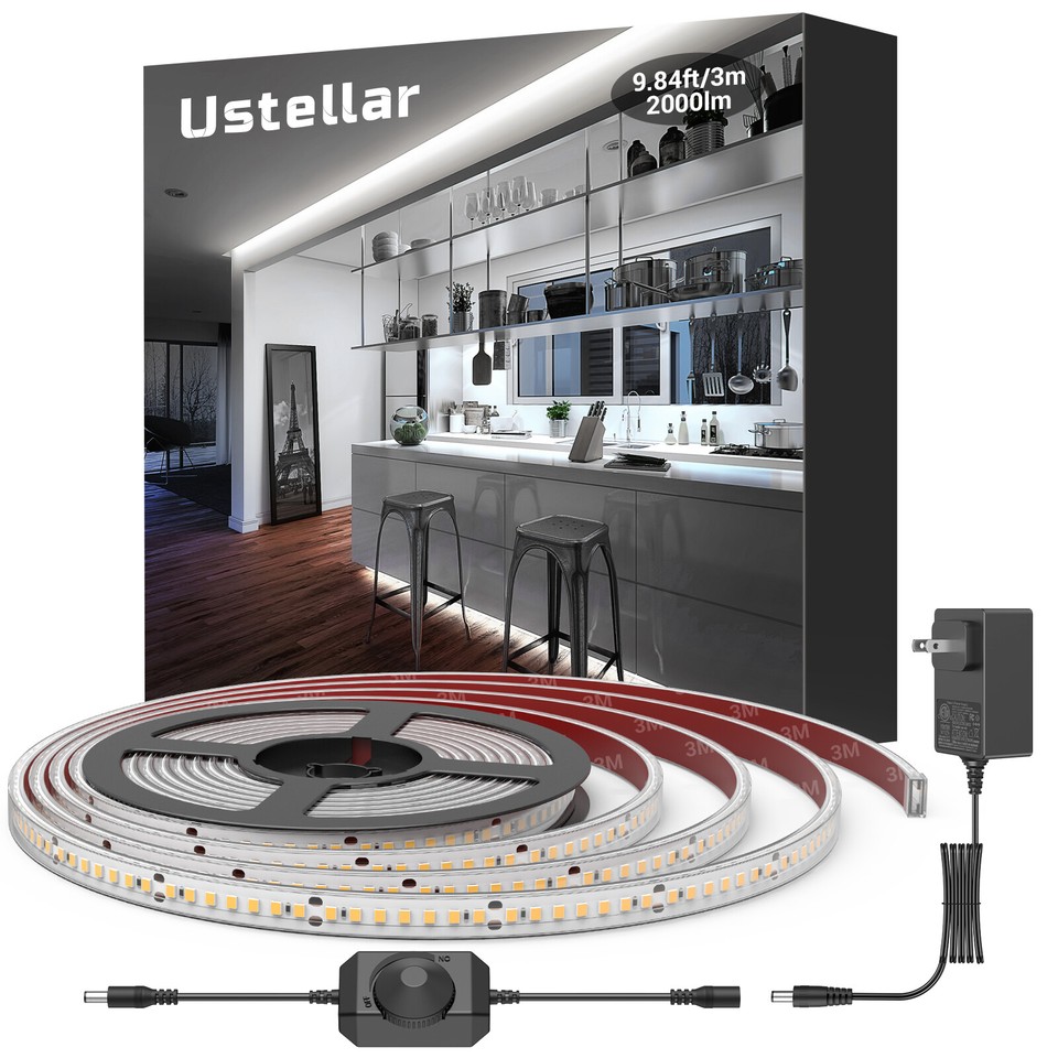 Ustellar Super Bright LED Strip Lights Under Kitchen Cabinet Lighting ...