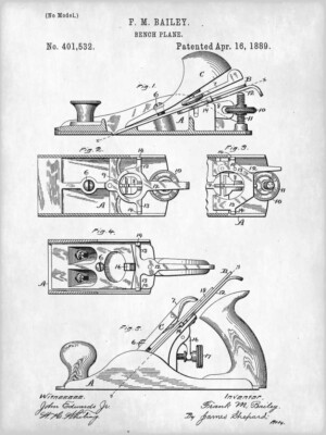 Stanley Bailey Patent Print (18x24) Poster Plane 1 2 3 4 5 6 7 8 9 10 1/2 1/4 H