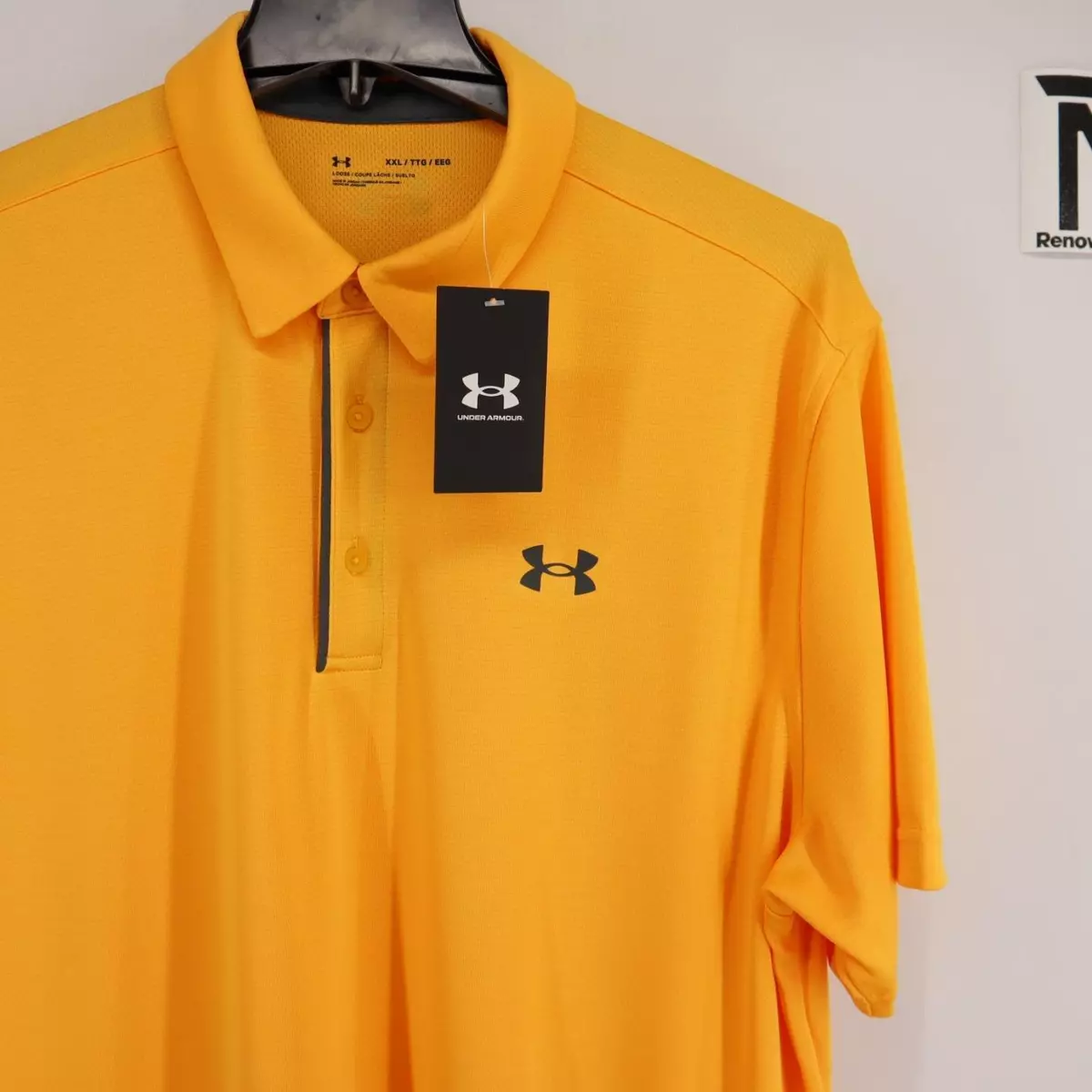 NWT Under Armour Loose Fit Athletic Tech Polo Shirt Mens Light Orange Golf Sport