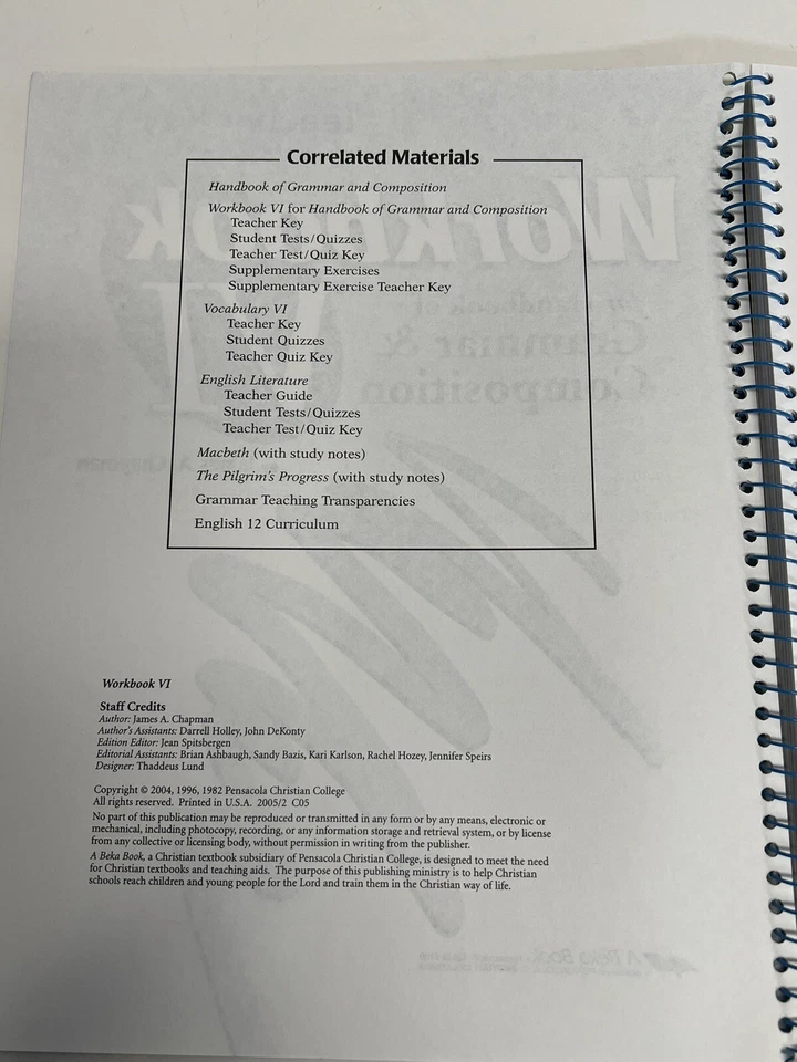 Abeka Workbook for Handbook of Grammar & Composition VI Teacher Key 1st Ed H3 11 - Image 3 of 4