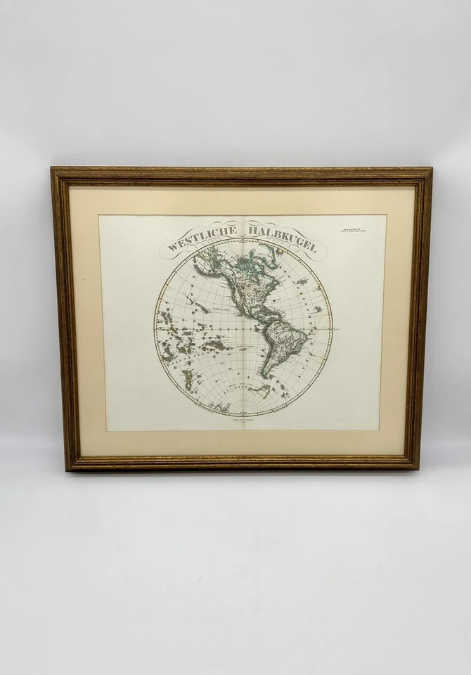 German 1866 Stieler World Map- Eastern & Western Hemisphere Framed Set - Image 3 of 4