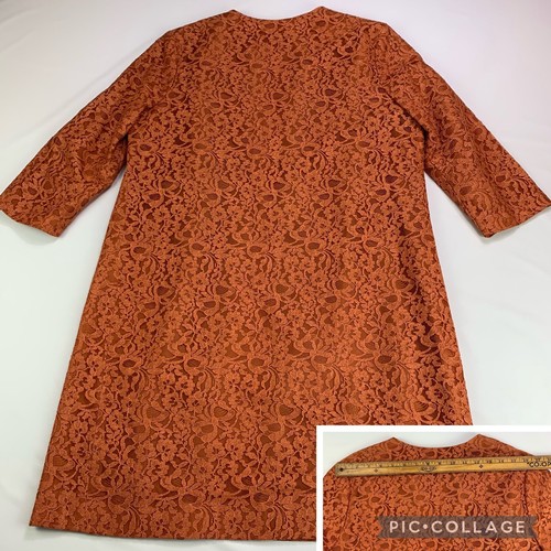 Vestido De Colección Años 60 Tul Encaje Vaina Mediano 2 piezas Mangas 3/4 Chaqueta Naranja Quemada - Imagen 24 de 24