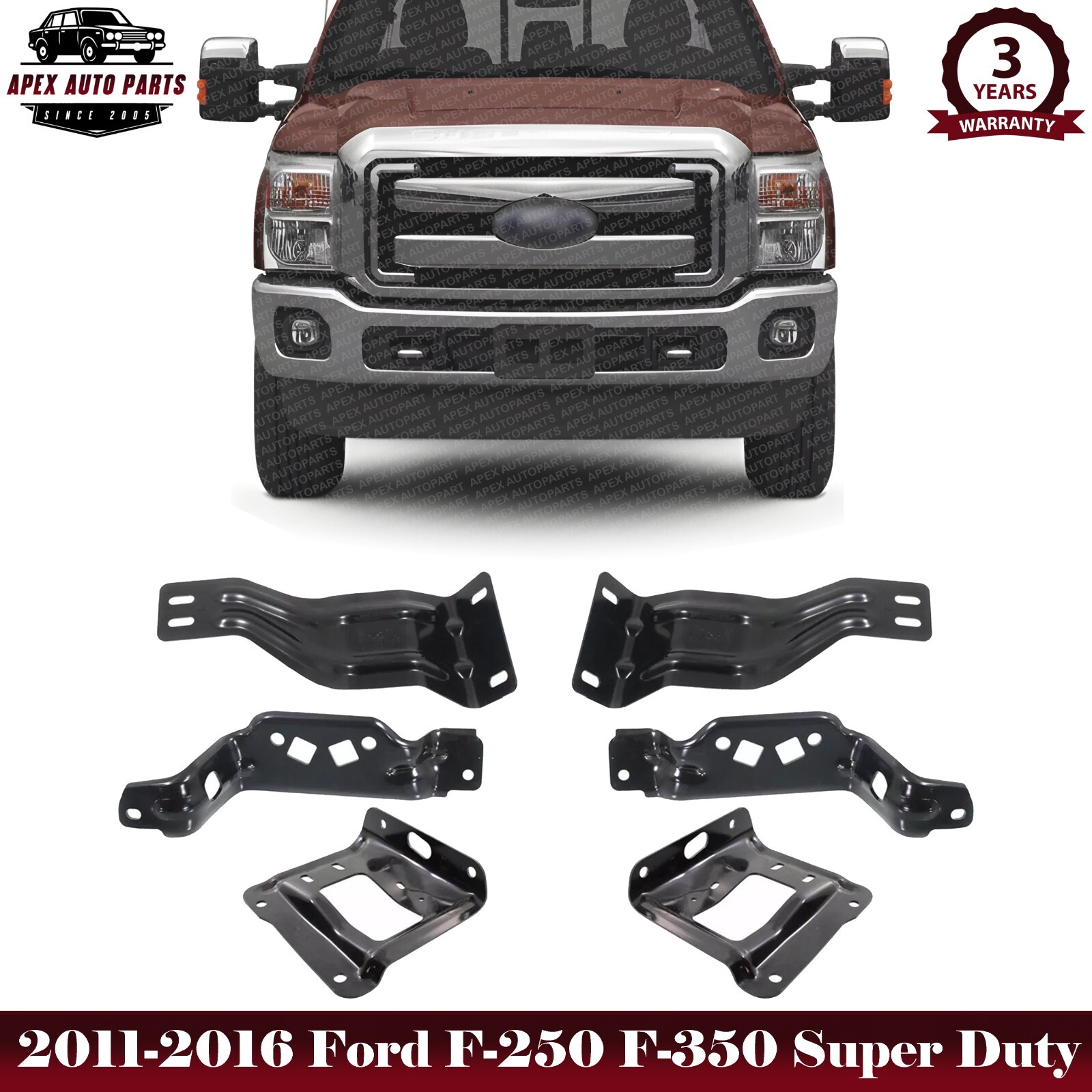 Front Bumper Bracket Kit Inner Outer For 2011-2016 Ford F-250 F-350