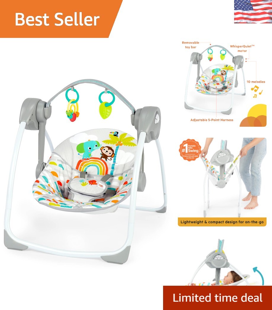 Playful Paradise Automatic Baby Swing with Music - Compact & Lightweight