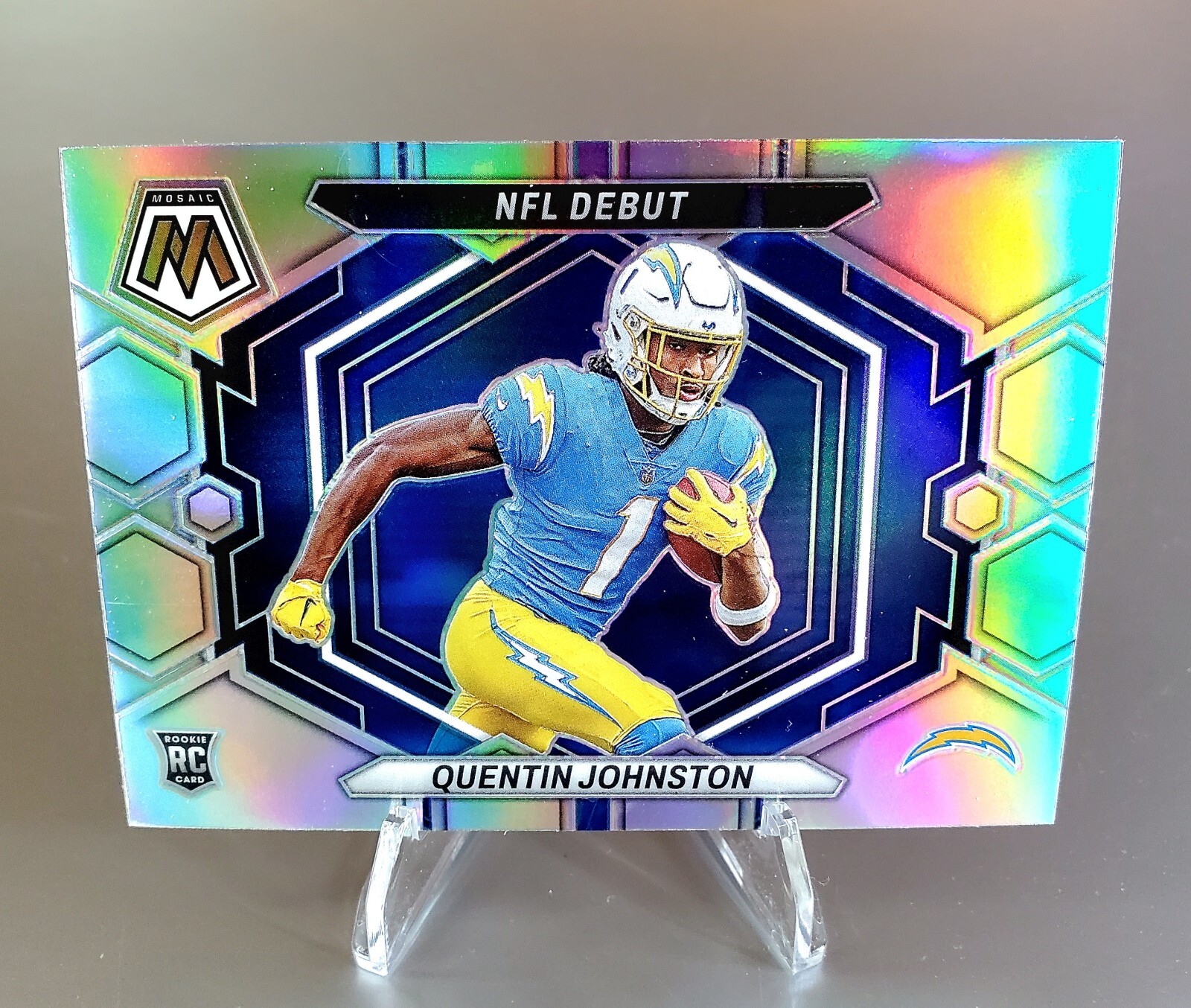 2023 Panini Mosaic Football Quentin Johnston Silver Horizontal NFL Debut RC! 🔥