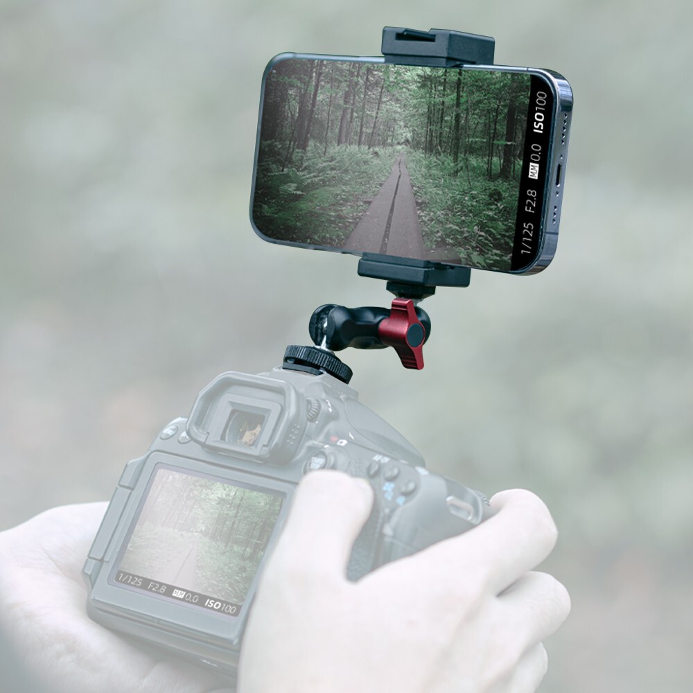 SUREWO Cell Phone Clip Holder with Hot Shoe Adapter Tripod Mount