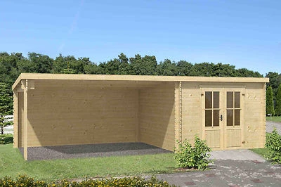 H&S Gartenhaus ca. 7x3 m Gerätehaus Blockhaus Schuppen Holzhaus Holz 28 mm