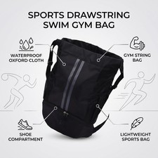 Sports Drawstring Backpack String Swim Gym Bag With Shoes Compartment Wet Pr NEW