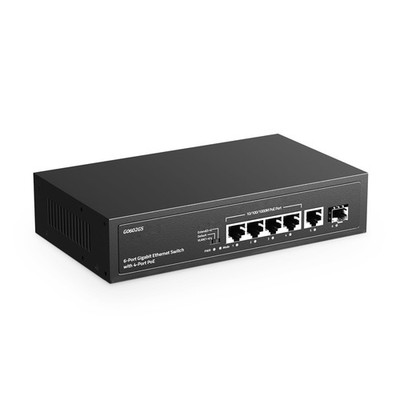 6 Port Gigabit PoE Switch, 4 PoE 1 Uplink 1 SFP, 100/1000Mbps, IEEE802.3af/at...