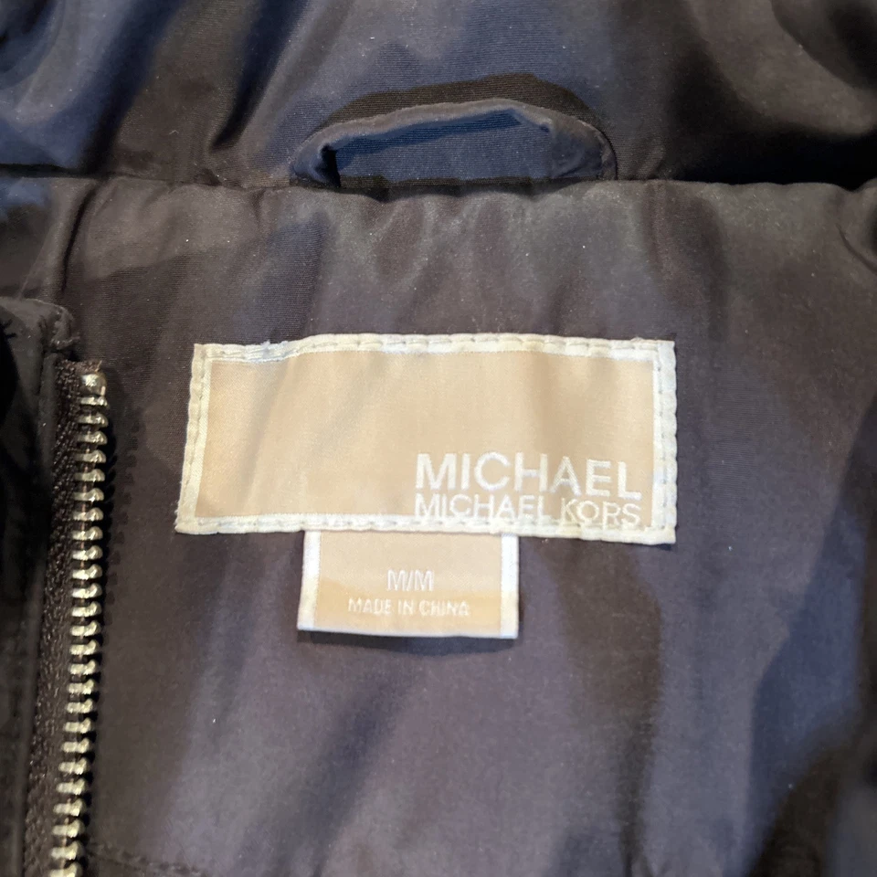 Parka para mujer Michael Kors marrón chocolate oscuro larga con capucha talla M mediana Foto 3 de 4
