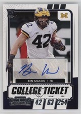 2021 Panini Contenders Draft Picks College Ticket Auto Ben Mason #193 Auto 3hd