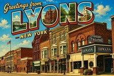 Greetings From Lyons NEW YORK MODERN Postcard...