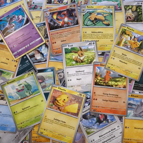 100 German Pokemon Card Collection With 4 Holos No Duplicates NEW