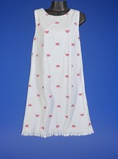 Talbots Dress Size 12 Watermelon Embroidered Blue Seersucker Sleeveless Shift
