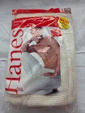 Hanes Thermal Pants Vintage Mens Waffle Knit White Size 2xl Cotton Blend 2006