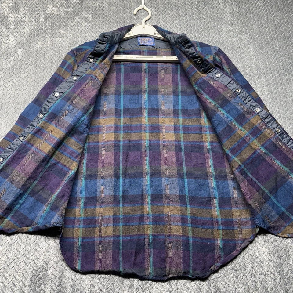 VTG Pendleton Shirt Men M High Grade Western Wear Wool Pearl Snap USA Blue Plaid - Image 3 of 4