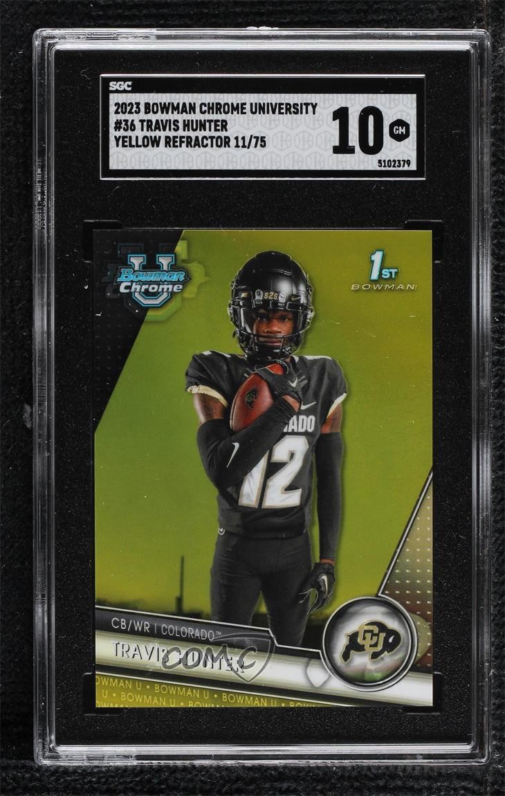 2023 Bowman U Chrome Yellow Refractor 11/75 Travis Hunter #36 SGC 10 GEM e8i