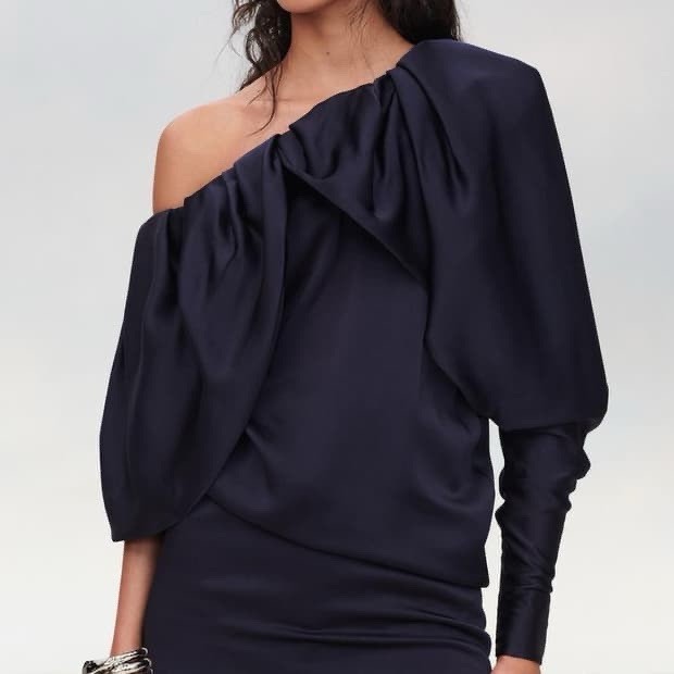 Zara Fall 2024 Limited Edition Asymmetrical Navy Mini Dress S NWOT
