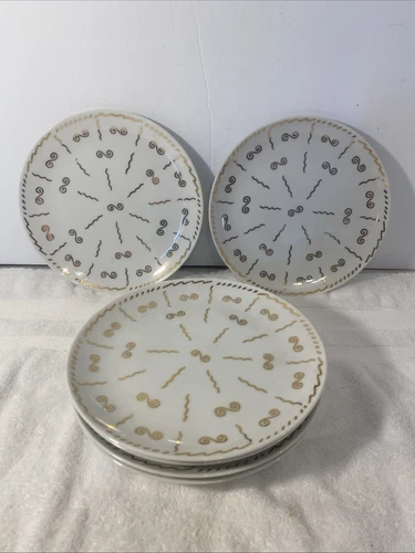 Lot Of 7 Centurion Collection 7 3/4”Gold Swirl Salad Dessert Plate Made In Japan