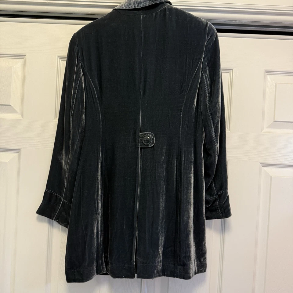 Coldwater Creek Long Jacket Teal 12 Silk blend Velvet, -Holidays, Luxurious - Image 2 of 4