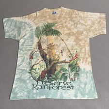 Vintage 90s Liquid Blue Preserve The Rainforest T-shirt XL Nature Art USA Made
